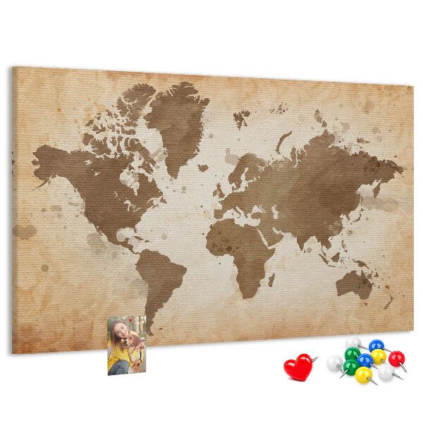 Cork board Painted world map