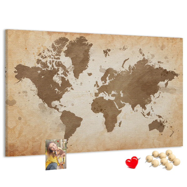 Cork board Painted world map