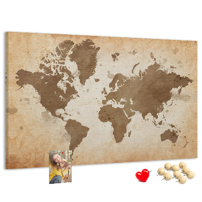 Cork board Painted world map