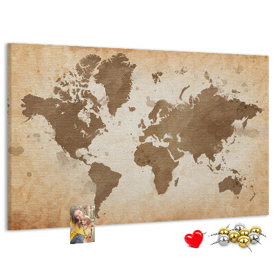 Cork board Painted world map