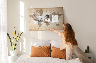 Cork board Painted world map