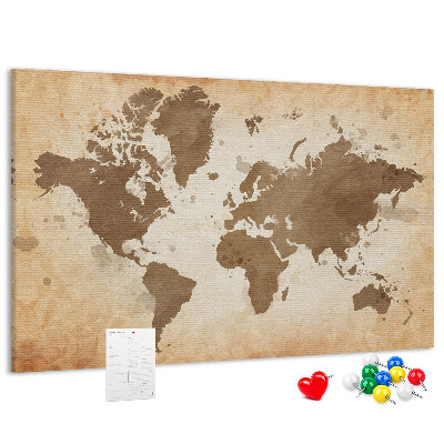 Cork board Painted world map