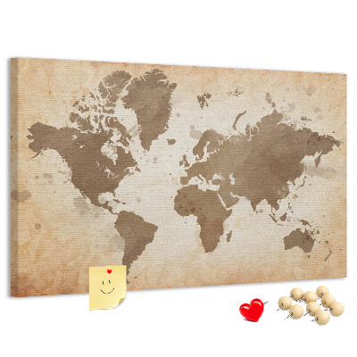 Cork board Painted world map