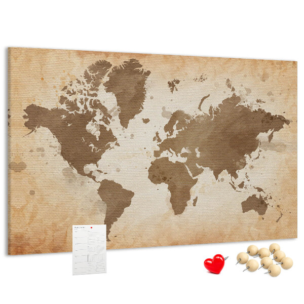 Cork board Painted world map