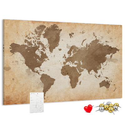 Cork board Painted world map