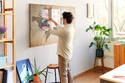 Cork board Painted world map