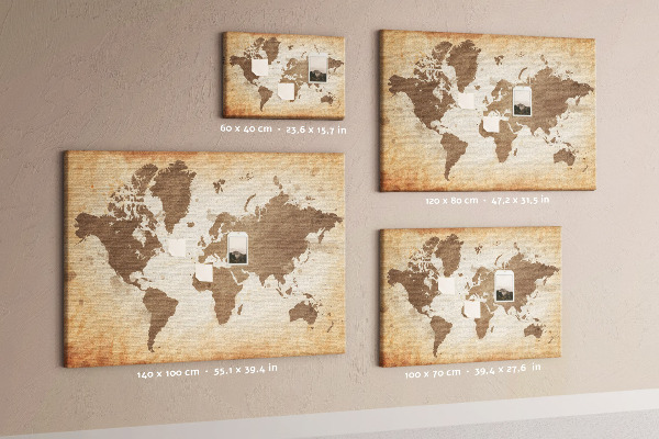 Cork board Painted world map