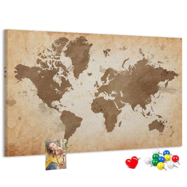 Cork board Painted world map