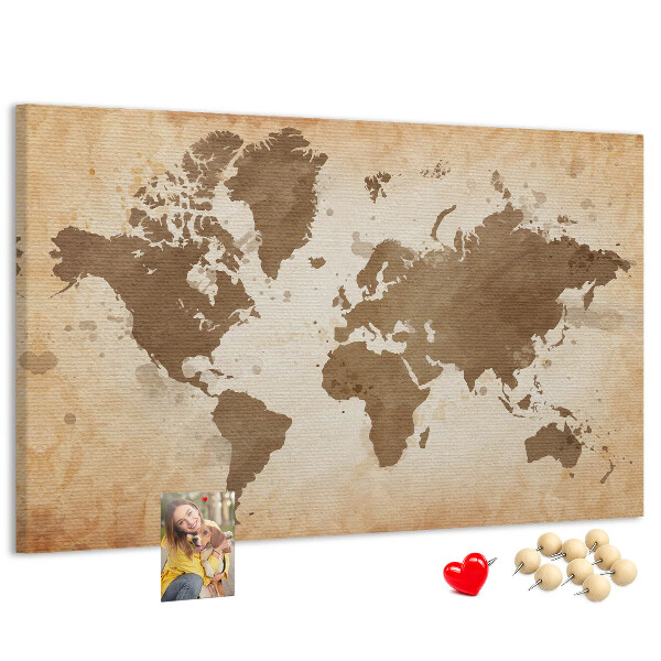Cork board Painted world map