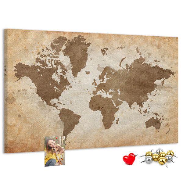 Cork board Painted world map