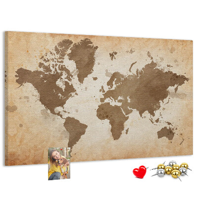 Cork board Painted world map