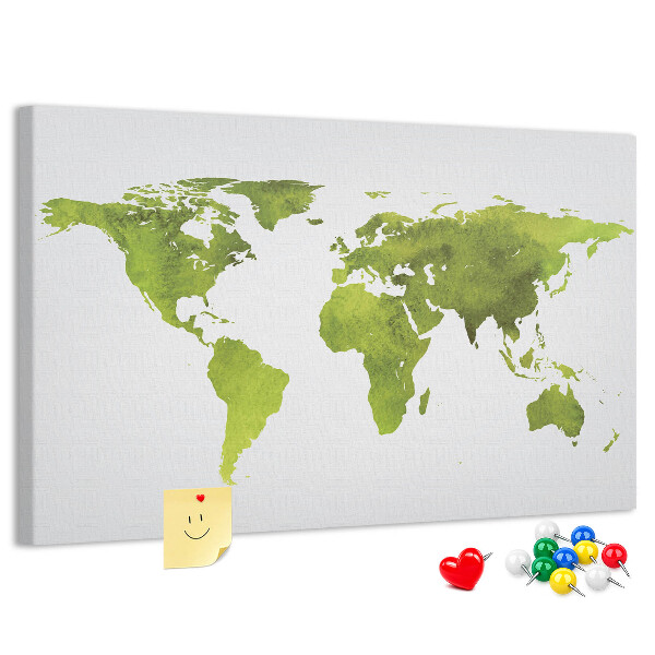 Cork display board Watercolor world map