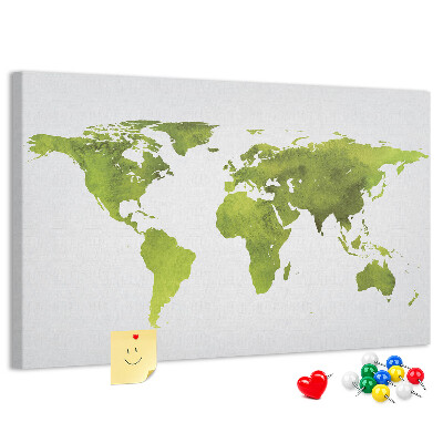 Cork display board Watercolor world map