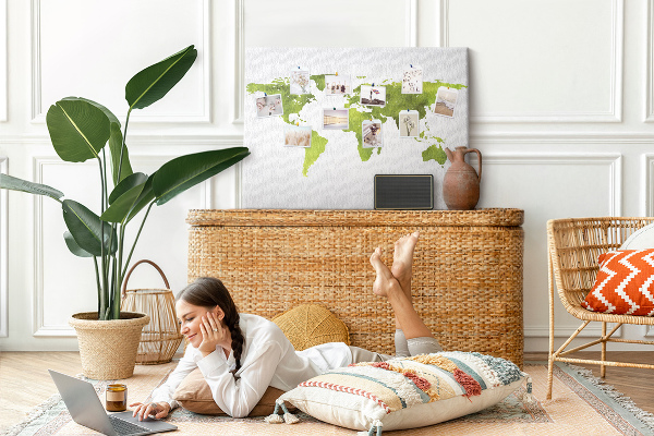 Cork display board Watercolor world map