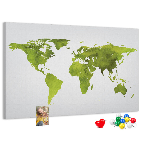 Cork display board Watercolor world map