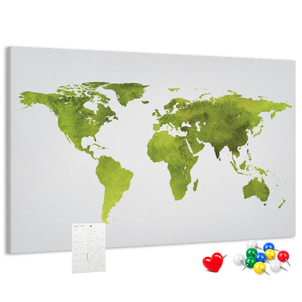 Cork display board Watercolor world map