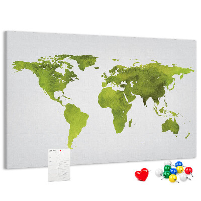 Cork display board Watercolor world map
