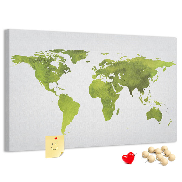 Cork display board Watercolor world map