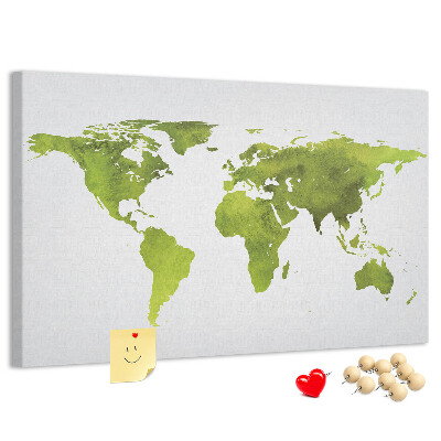 Cork display board Watercolor world map