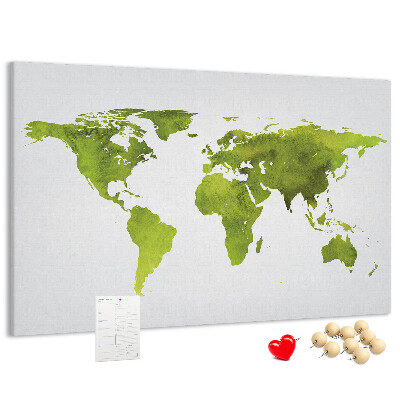 Cork display board Watercolor world map