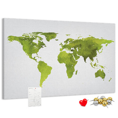 Cork display board Watercolor world map