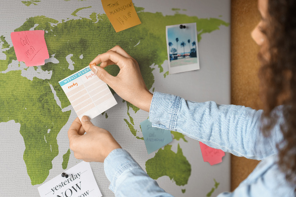 Cork display board Watercolor world map