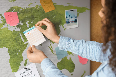 Cork display board Watercolor world map