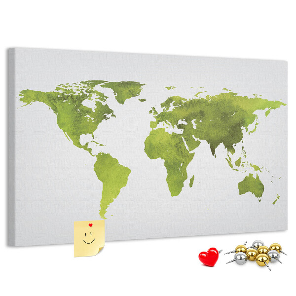 Cork display board Watercolor world map