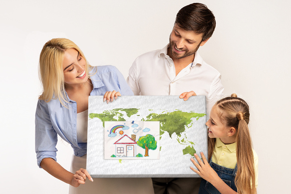 Cork display board Watercolor world map