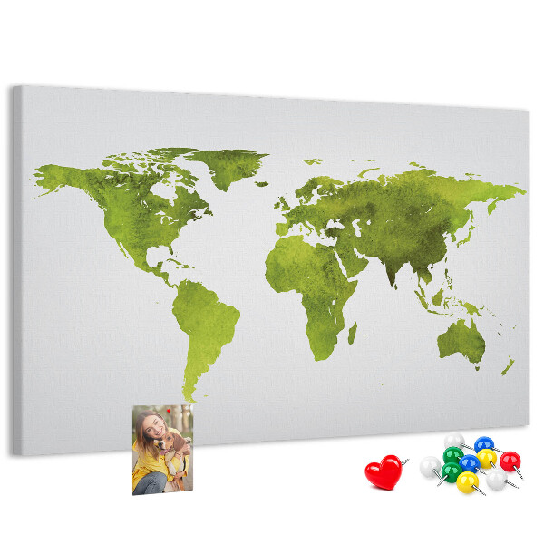 Cork display board Watercolor world map