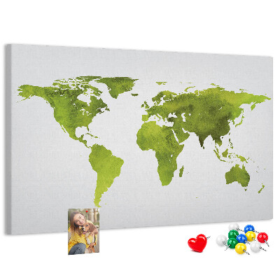 Cork display board Watercolor world map
