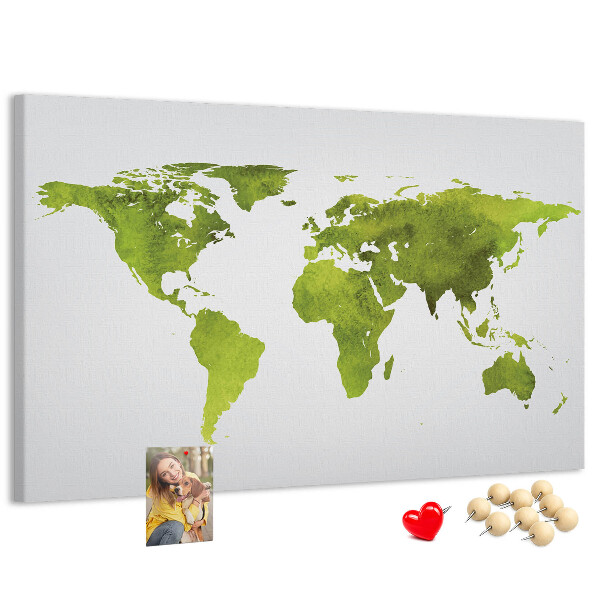 Cork display board Watercolor world map