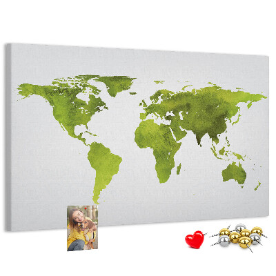 Cork display board Watercolor world map