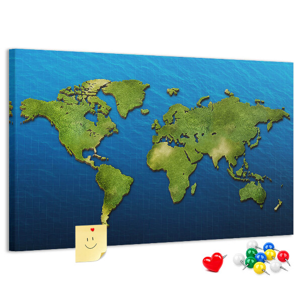 Cork memo board World map