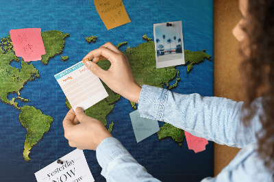 Cork memo board World map