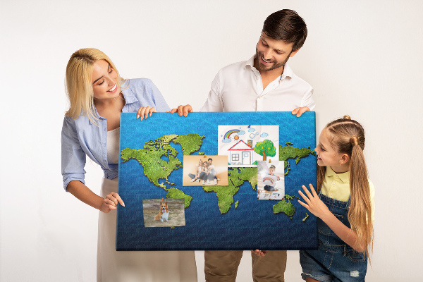 Cork memo board World map