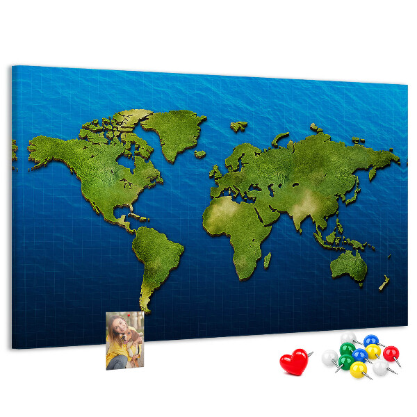 Cork memo board World map