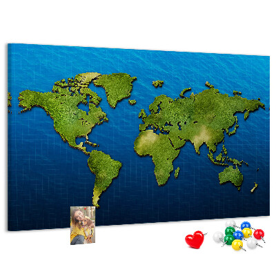 Cork memo board World map