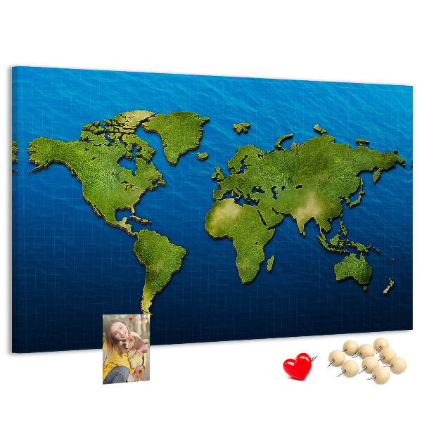 Cork memo board World map