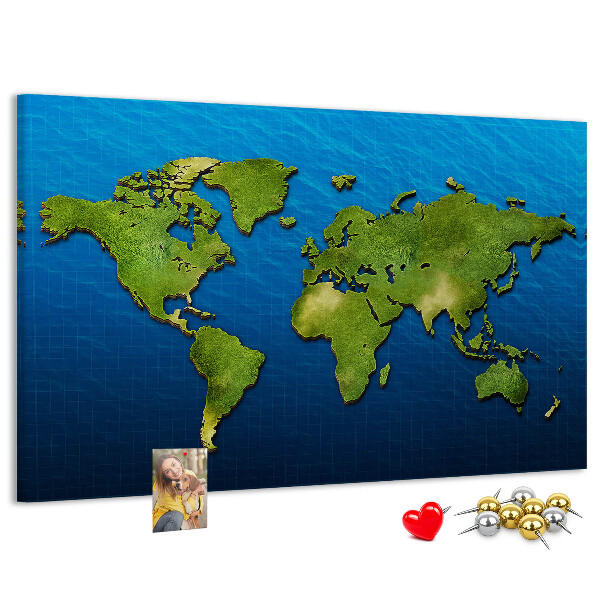 Cork memo board World map