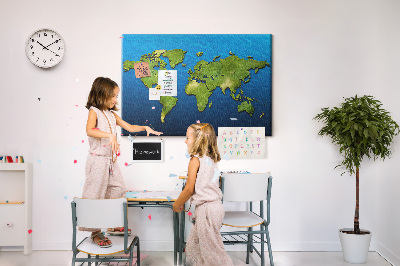 Cork memo board World map