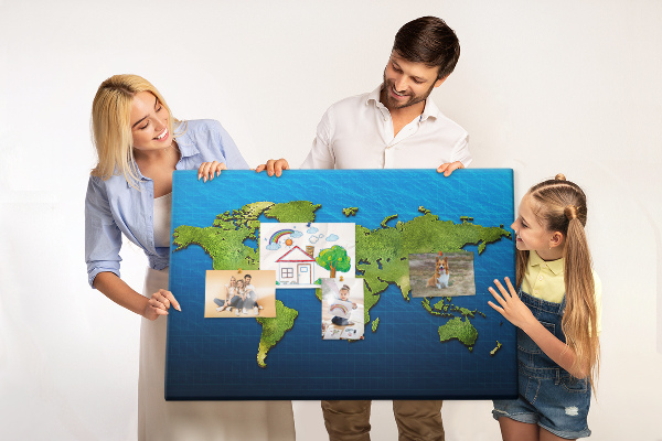 Cork memo board World map