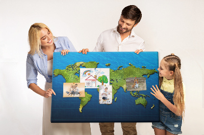 Cork memo board World map