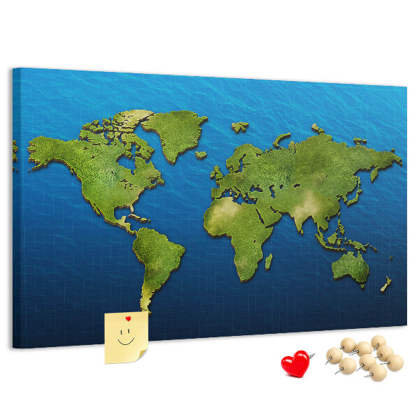 Cork memo board World map