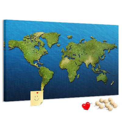 Cork memo board World map