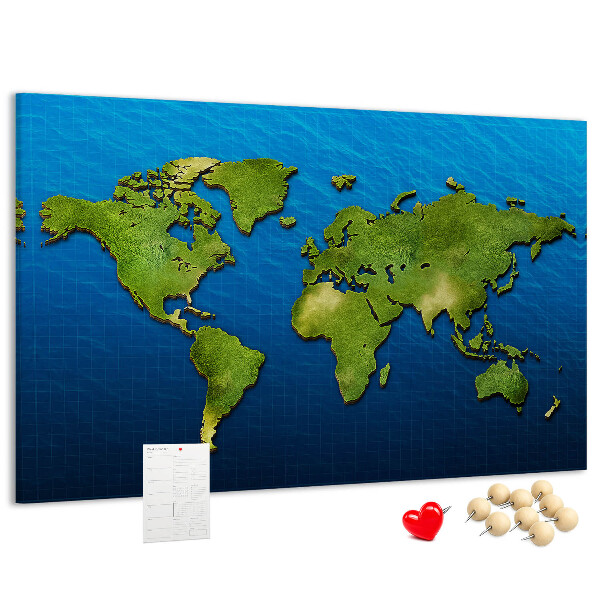 Cork memo board World map