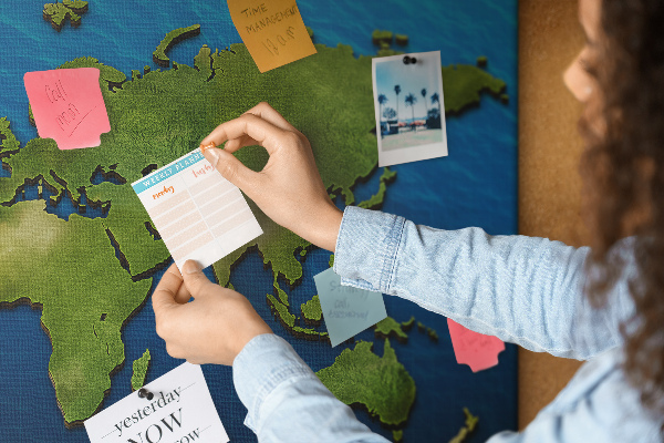Cork memo board World map