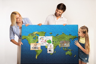 Cork memo board World map