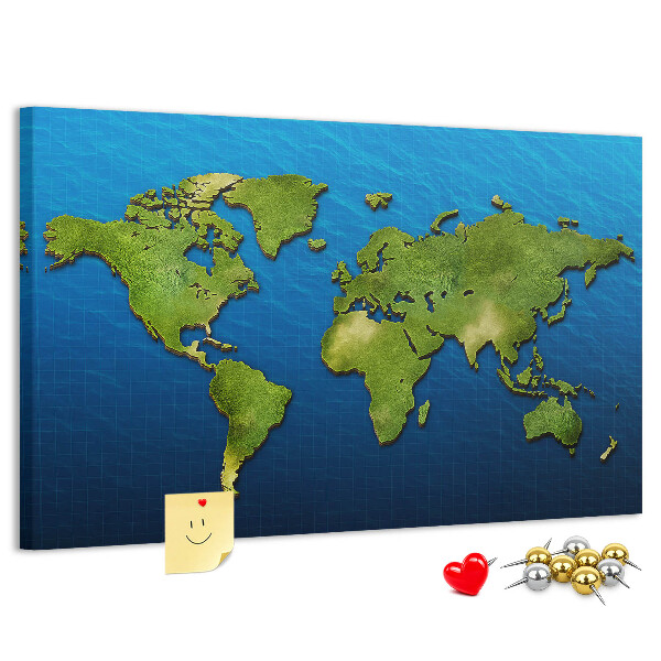Cork memo board World map