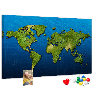 Cork memo board World map